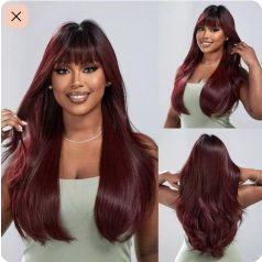   * ÚJ ÉRKEZÉS! GYÖNYÖRŰ SÖTÉTVÖRÖS PARÓKA, EXTRA PRÉMIUM MINŐSÉG!