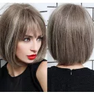 146, SÖTÉTSZŐKE BUBI PARÓKA, ENYHÉN MELÍROZOTT, PRÉMIUM MINŐSÉG