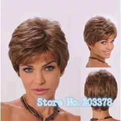   ADÉL 2/c, DIVATOS, TERMÉSZETES BARNA FIÚSAN RÖVID PARÓKA, VALÓDI HAJ FELHASZNÁLÁSÁVAL!