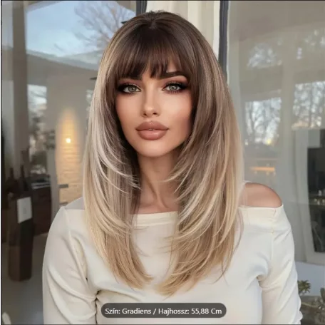 BABI 9/B, NAGYON SZÉP VILÁGOSEBARNA  MODERN PARÓKA, VALÓDI HAJ FELHASZNÁLÁSÁVAL