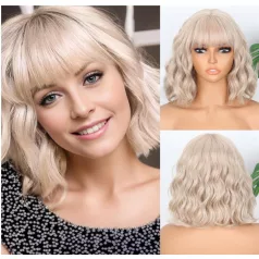   MATILDA 1, MODERN DIVATOS TERMÉSZETES VILÁGOS-SZŐKE (nem ombre) PARÓKA, VALÓDI HAJ FELHASZNÁLÁSÁVAL! (DE122-2)