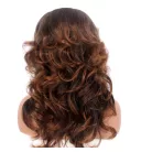 13/A , GESZTENYEBARNA GYÖNYÖRŰ SELYMES, HULLÁMOS MELÍROZOTT PARÓKA, VALÓDI HAJ FELHASZNÁLÁSÁVAL