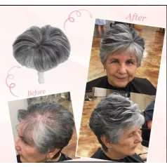   RÖVID ŐSZ PEPI, TOUPEE SZÉP DÚS PIXI FAZON, 100% vietnámi valódi haj