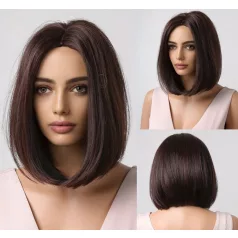   TERMÉSZETES SÖTÉTBARNA ELEGÁNS, GYÖNYÖRŰ DÚS PARÓKA, VALÓDI HAJ FELHASZNÁLÁSÁVAL! 