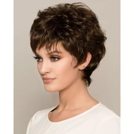 58, SÖTÉTBARNA EGYSZERŰ PARÓKA, VALÓDI HAJ FELHASZNÁLÁSÁVAL