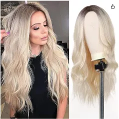   9b, PLATINASZŐKE OMBRE (tövénél sötét) DIVATOS FAZONÚ PARÓKA, VALÓDI HAJ FELHASZNÁLÁSÁVAL (