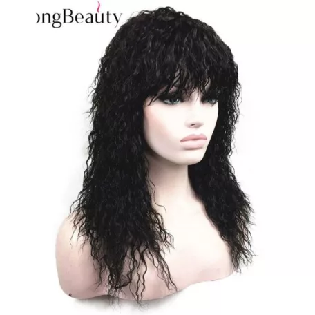 31, SÖTÉTBARNA TERMÉSZETES-GÖNDÖR PARÓKA, 60 cm.