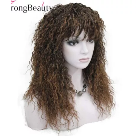 31, SÖTÉTBARNA TERMÉSZETES-GÖNDÖR PARÓKA, 60 cm.