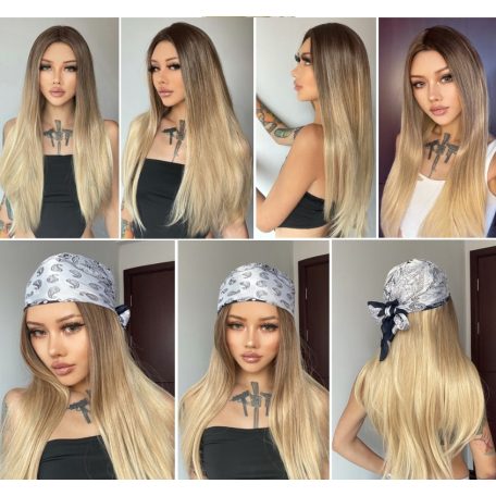 EURIDIKE 2, GYÖNYÖRŰ TERMÉSZETES-SZŐKE OMBRE PARÓKA, VALÓDI HAJ FELHASZNÁLÁSÁVAL!