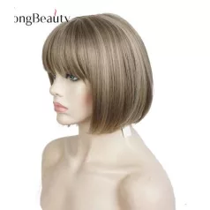   151A, ELEGÁNS SÖTÉTSZŐKE BUBI PARÓKA, ENYHÉN MELÍROZOTT, 