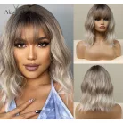 11/F, PILLANGÓ HULLÁMOS, KÜLÖNLEGESEN SZÉP, DIVATOS SZŐKE OMBRE PARÓKA,VALÓDI HAJ FELHASZNÁLÁSÁVAL