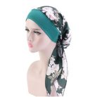 - ELEGÁNS KEMOTERÁPIÁS KENDŐ, KÖNNYŰ SELYEM ANYAGBÓL, ELASZTIKUS, NEM KELL KÖTÖZNI! SMARAGD-VIRÁGOS