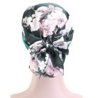 - ELEGÁNS KEMOTERÁPIÁS KENDŐ, KÖNNYŰ SELYEM ANYAGBÓL, ELASZTIKUS, NEM KELL KÖTÖZNI! SMARAGD-VIRÁGOS