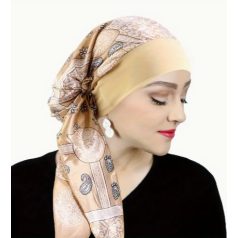   - KEMOTERÁPIÁS KENDŐ, KÖNNYŰ SELYEM NEM KELL KÖTÖZNI, DRAPP