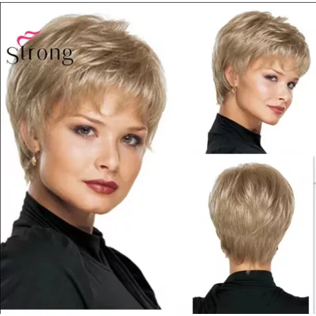 123, DIVATOS  RÖVID, LEGVILÁGOSABB SZŐKE PARÓKA, PRÉMIUM MINŐSÉG!