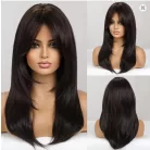 10A, NAGYON SZÉP SÖTÉTBARNA FÉLHOSSZÚ PARÓKA,VALÓDI HAJ FELHASZNÁLÁSÁVAL