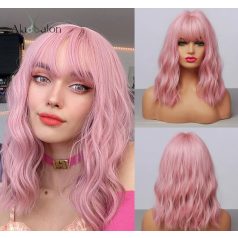   105a, DIVATOS PILLANGÓ HULLÁMOS RÓZSASZÍN PARÓKA, PRÉMIUM MINŐSÉG!