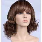 55, DIVATOS VÁGÁSÚ SÖTÉTBARNA FÉLHOSSZÚ PARÓKA, PRÉMIUM MINŐSÉG