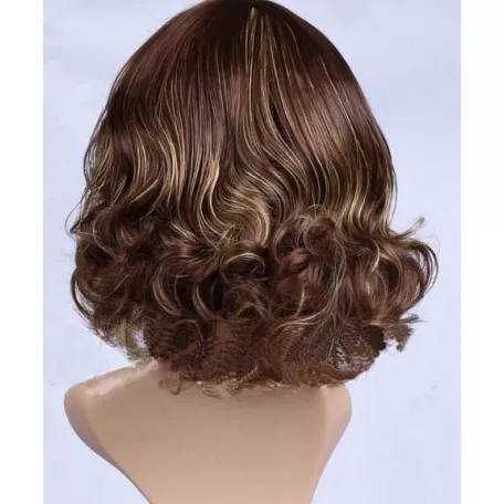 55, DIVATOS VÁGÁSÚ SÖTÉTBARNA FÉLHOSSZÚ PARÓKA, PRÉMIUM MINŐSÉG