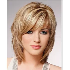   CSEPKE 1/a ELEGÁNS TERMÉSZETES VILÁGOS-SZŐKE DIVATOS PARÓKA, VALÓDI HAJ FELHASZNÁLÁSÁVAL