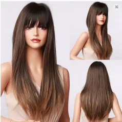   KARINA 5A, GYÖNYÖRŰ CSOKIBARNAHOSSZÚ OMBRE (tövénél sötét) PARÓKA, VALÓDI HAJ FELHASZNÁLÁSÁVAL!