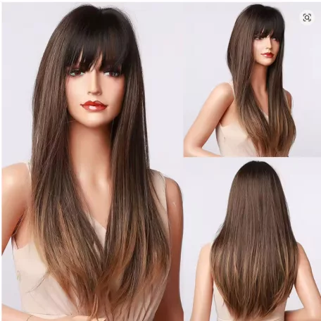 KARINA 5A, GYÖNYÖRŰ CSOKIBARNAHOSSZÚ OMBRE (tövénél sötét) PARÓKA, VALÓDI HAJ FELHASZNÁLÁSÁVAL!