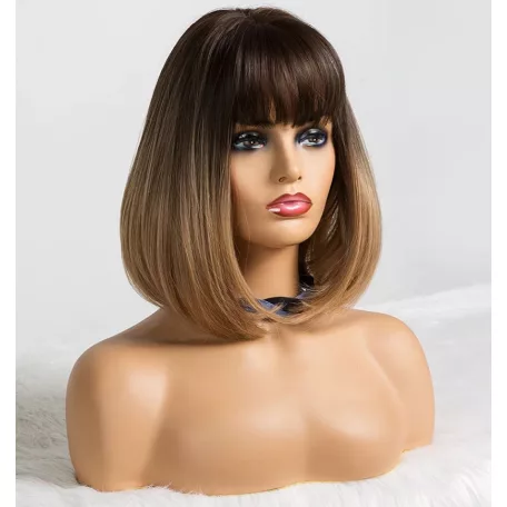 44/c FÉLHOSSZÚ DIVATOS BUBI PARÓKA, VALÓDI HAJ FELHASZNÁLÁSÁVAL