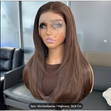 1/abbb, ELEGÁNS, TERMÉSZETES CSOKIBARNA, CSIPKE ELÜLSŐ PARÓKA, VALÓDI HAJ FELHASZNÁLÁSÁVAL! 