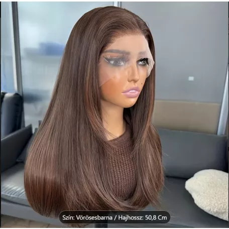 1/abbb, ELEGÁNS, TERMÉSZETES CSOKIBARNA, CSIPKE ELÜLSŐ PARÓKA, VALÓDI HAJ FELHASZNÁLÁSÁVAL! 