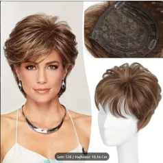   VÖRÖSES VILÁGOS GESZTENYE-BARNA, ENYHÉN MELÍROS PEPI, TOUPEE 100% vietnámi valódi haj, 