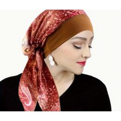   - ELEGÁNS KEMOTERÁPIÁS KENDŐ, ELASZTIKUS, NEM KELL KÖTÖZNI! ROZSDA SZÍN