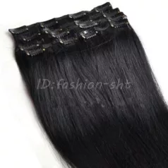   6 TAGÓL ÁLLÓ HAJHOSSZABBÍTÁS, EGYENES, TERMÉSZETES FEKETE, 60 cm.