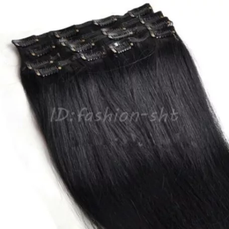 6 TAGÓL ÁLLÓ HAJHOSSZABBÍTÁS, EGYENES, TERMÉSZETES FEKETE, 60 cm.