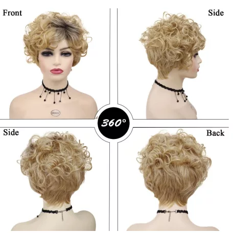 AMAZON2, VAGÁNY TERMÉSZETES-SZŐKE OMBRE (tövénél sötét) PARÓKA,VALÓDI HAJ FELHASZNÁLÁSÁVAL!