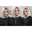10/H, ELEGÁNS SÖTÉT MOGYORÓ-SZŐKE OMBRE PARÓKA,VALÓDI HAJ FELHASZNÁLÁSÁVAL