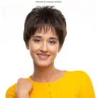 R16, EGYSZERŰ SÖTÉTBARNA RÖVID PARÓKA, VALÓDI HAJ FELHASZNÁLÁSÁVAL