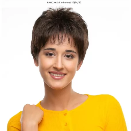 R16, EGYSZERŰ SÖTÉTBARNA RÖVID PARÓKA, VALÓDI HAJ FELHASZNÁLÁSÁVAL