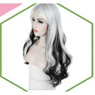 17, TRENDI FEKETE-FEHÉR HOSSZÚ COSPLAY PARÓKA, Kb.60 cm.