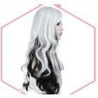 17, TRENDI FEKETE-FEHÉR HOSSZÚ COSPLAY PARÓKA, Kb.60 cm.