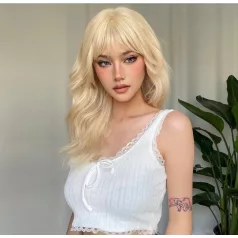   FLÓRA 2, VILÁGOS LENSZŐKE HULLÁMOS PARÓKA, VALÓDI HAJ FELHASZNÁLÁSÁVVAL