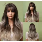 14, CSOKI-BARNA HULLÁMOS OMBRE PARÓKA, VALÓDI HAJ FELHASZNÁLÁSÁVAL