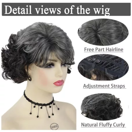 LIZI 2, ELGÁNS, A FEJTETŐN ÖSZÜLŐ FEKETE PARÓKA, VALÓDI HAJ FELHASZNÁLÁSÁVAL