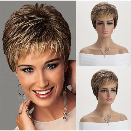 FIATALOS  MODERN SÖTÉTSZŐKE RÖVID PARÓKA, COLOR MIX, VALÓDI HAJ FELHASZNÁLÁSÁVAL! 