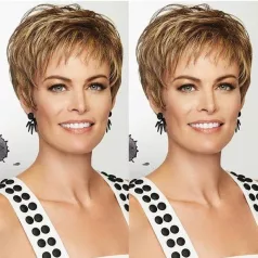   FIATALOS  MODERN SÖTÉTSZŐKE RÖVID PARÓKA, COLOR MIX, VALÓDI HAJ FELHASZNÁLÁSÁVAL! 