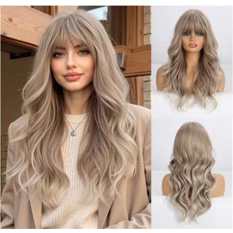 14AA, GYÖNYÖRŰ TERMÉSZETES-SZŐKE, SZÍNÁTMENETES PARÓKA, valódi haj felhasználásával!