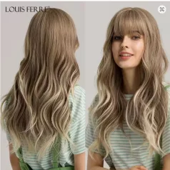   14AA, GYÖNYÖRŰ TERMÉSZETES-SZŐKE, SZÍNÁTMENETES PARÓKA, valódi haj felhasználásával!