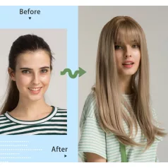   TERMÉSZETES-SZŐKE OMBRE, HOSSZÚ EGYENES PARÓKA, VALÓDI HAJ FELHASZNÁLÁSÁVAL! 