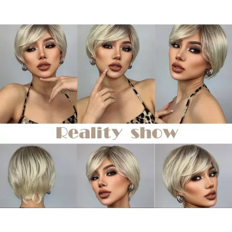 138, VILÁGOS PLATINASZŐKE-FÜSTÖSSZŐKE OMBRE PARÓKA, PRÉMIUM MINŐSÉG!