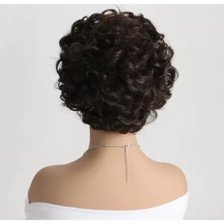 1b, ELEGÁNS, SÖTÉT MÉLY-BARNA PARÓKA, VALÓDI HAJ FELHASZNÁLÁSÁVAL!