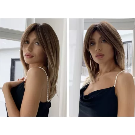 MATILDA, MODERN DIVATOS VILÁGOSBARNA OMBRE PARÓKA, VALÓDI HAJ FELHASZNÁLÁSÁVAL!